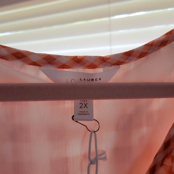 Lauren Conrad Knee Length Summer Dress, Size 2X, Color: Orange/White Plaid - Picture 2 of 5